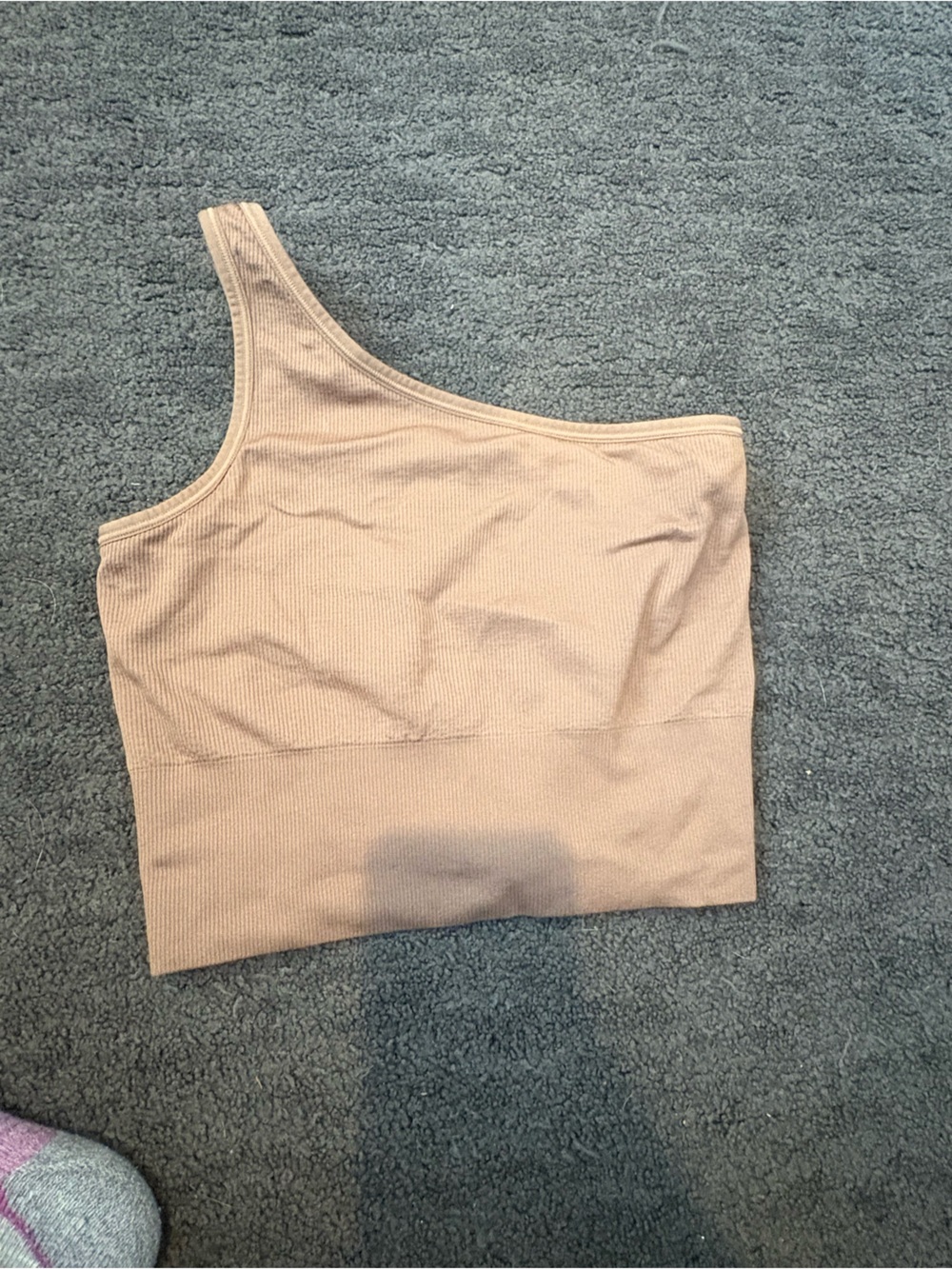 Athleta One-Shoulder Ribbed Crop Top - brown